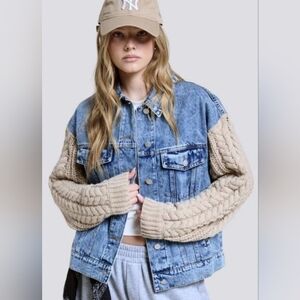 POL Demin Jacket With Sweater Sleeves